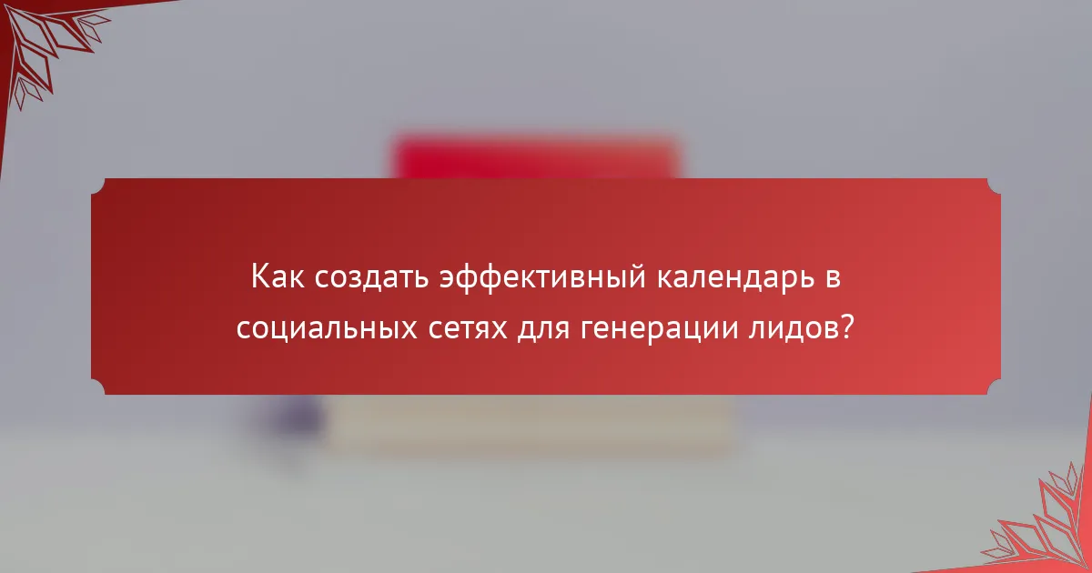 Как создать эффективный календарь в социальных сетях для генерации лидов?