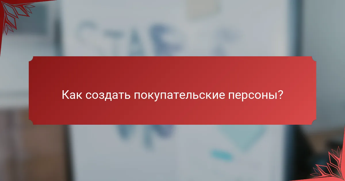 Как создать покупательские персоны?