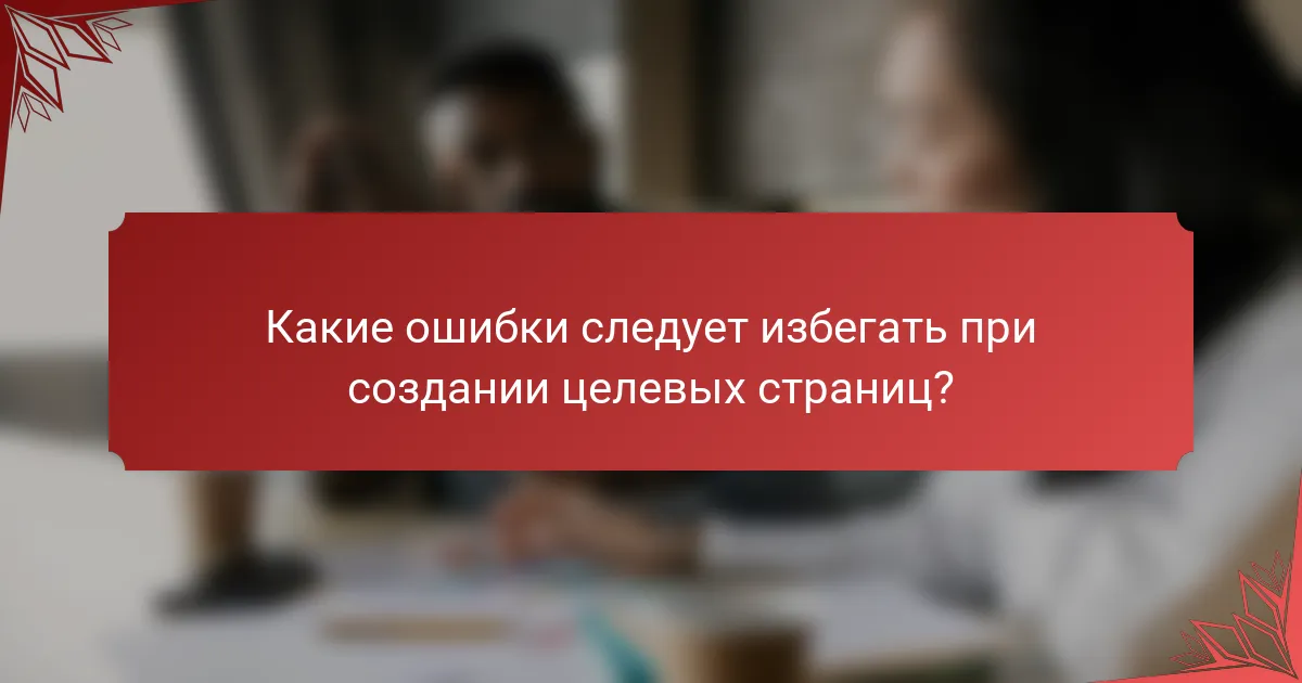 Какие ошибки следует избегать при создании целевых страниц?